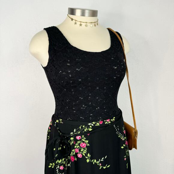 Cache Vintage 90s Lace Black Semi Sheer Sleeveless Bodysuit Size Large - Picture 5 of 12